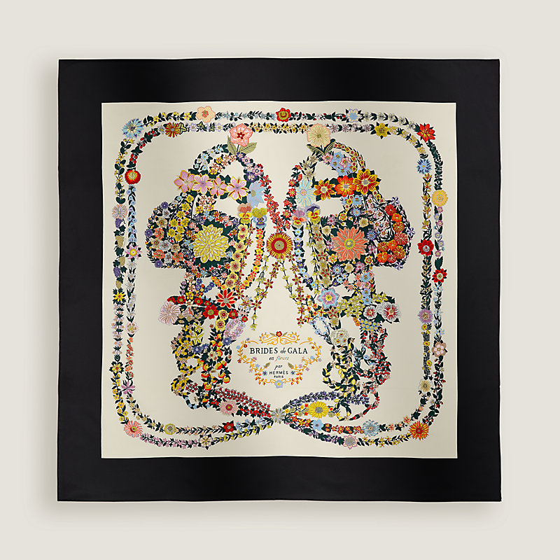 HERMES BRIDES de GALA ナノカレ Brides de Gala forever scarf 90 - Black | Hermès Mainland China